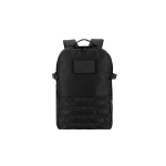 Sac à dos militaire en polyester recyclé avec sangles et insigne couleur noir première vue
