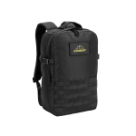 Sac à dos militaire en polyester recyclé avec sangles et insigne couleur noir image avec logo