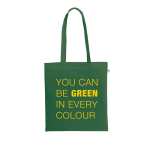 Sac de courses en coton biologique avec longues anses 140 g/m² couleur vert foncé image avec logo