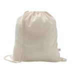Sac à cordon en coton recyclé et polyester 150 g/m² couleur naturel
