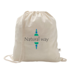 Sac à cordon en coton recyclé et polyester 150 g/m² couleur naturel image avec logo