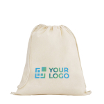 Sac à dos en corde naturel entièrement en coton 140 g/m² avec zone d'impression