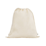 Sac à dos en cordon fabriqué en coton bio avec anses 140 g/m² couleur naturel