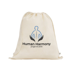 Sac à dos en cordon fabriqué en coton bio avec anses 140 g/m² couleur naturel image avec logo