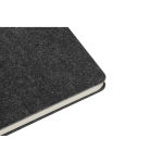 Carnet en feutre recyclé avec couverture semi-rigide A5 pages lignées couleur gris foncé quatrième vue