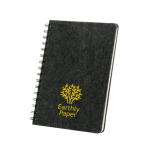 Carnet en feutre recyclé avec couverture semi-rigide A5 pages lignées couleur gris foncé image avec logo