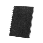 Carnet en feutre recyclé avec couverture semi-rigide A5 pages lignées couleur gris foncé