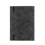 Bloc-notes avec couverture en feutre recyclé A5 pages lignées couleur gris foncé troisième vue