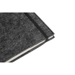 Bloc-notes avec couverture en feutre recyclé A5 pages lignées couleur gris foncé quatrième vue