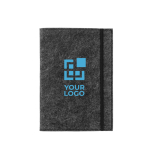 Bloc-notes avec couverture en feutre recyclé A5 pages lignées avec zone d'impression
