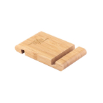 Support pour téléphone en bambou avec deux fentes de chaque côté couleur naturel image avec logo