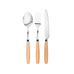 Set de 3 couverts en bois d'acacia et acier inoxydable couleur naturel première vue