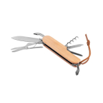 Couteau multifonction en bambou et acier inoxydable avec cordon couleur naturel première vue