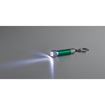 Porte-clés aluminium partiellement recyclé avec lampe LED 3 positions couleur vert troisième vue