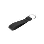 Porte-clés élégant en PU avec anneau en métal et boîte en papier kraft couleur noir