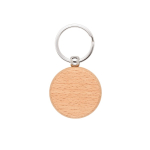Porte-clés rond en bois de hêtre naturel avec anneau en métal couleur naturel première vue