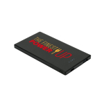 Batterie externe fine et résistante en acier inoxydable 5 000 mAh couleur noir image avec logo