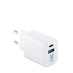 Adaptateur secteur en plastique recyclé avec deux ports USB avec zone d'impression