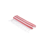 Serviette de plage en coton et polyester à rayures 180 g/m² couleur rouge