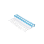 Serviette de plage en coton et polyester à rayures 180 g/m² couleur bleu ciel