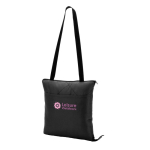 Couverture de pique-nique pliable en polyester se transformant en sac couleur noir image avec logo