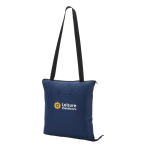 Couverture de pique-nique pliable en polyester se transformant en sac couleur bleu image avec logo