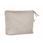 Trousse de toilette en tissu recyclé avec fermeture éclair assortie couleur gris
