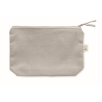Trousse de toilette en tissu recyclé avec fermeture éclair assortie couleur gris troisième vue