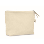 Trousse de toilette en tissu recyclé avec fermeture éclair assortie couleur beige