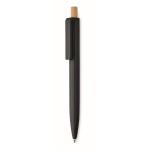 Stylo monochrome avec bouton en bambou et encre bleue couleur noir