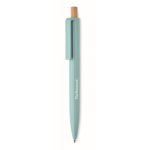Stylo monochrome avec bouton en bambou et encre bleue couleur bleu ciel vue principale