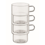 Tasse entièrement en borosilicate avec design empilable 300ml couleur transparent troisième vue