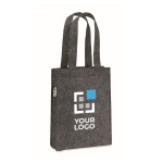 Petit sac en feutre RPET avec soufflet et poignées courtes couleur gris foncé vue avec zone d'impression