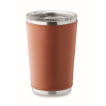 Verre en acier inoxydable avec housse amovible en similicuir 350ml couleur marron