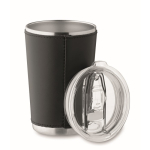 Verre en acier inoxydable avec housse amovible en similicuir 350ml couleur noir deuxième vue
