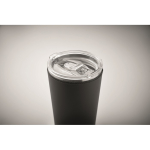 Verre en acier inoxydable avec housse amovible en similicuir 350ml couleur noir troisième vue photographique