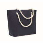 Sac de plage en feutre RPET avec poignées en corde naturelle couleur bleu