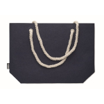 Sac de plage en feutre RPET avec poignées en corde naturelle couleur bleu deuxième vue