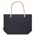 Sac de plage en feutre RPET avec poignées en corde naturelle couleur bleu quatrième vue
