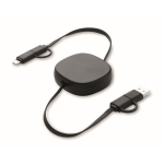 Câble de charge avec câbles rétractables de 80 cm en coque couleur noir