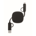 Câble de charge avec câbles rétractables de 80 cm en coque couleur noir deuxième vue