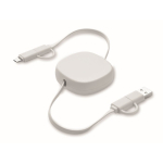 Câble de charge avec câbles rétractables de 80 cm en coque couleur blanc