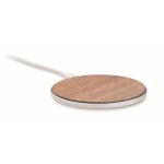 Chargeur sans fil circulaire avec détail en noyer 15W couleur bois