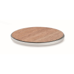Chargeur sans fil circulaire avec détail en noyer 15W couleur bois