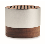 Enceinte sans fil en aluminium recyclé avec détails en noyer couleur bois cinquième vue