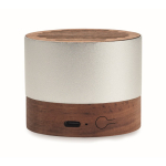 Enceinte sans fil en aluminium recyclé avec détails en noyer couleur bois sixième vue