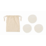 Set de 3 disques réutilisables et lavables pour nettoyage facial couleur beige cinquième vue