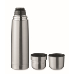 Thermos inox recyclé avec 2 tasses intégrées dans le couvercle 750ml couleur argenté mat