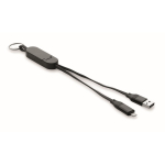 Porte-clés et support pour téléphone avec câbles de charge de 26 cm couleur noir