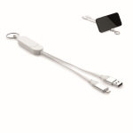 Porte-clés et support pour téléphone avec câbles de charge de 26 cm couleur blanc quatrième vue